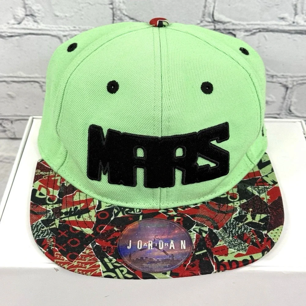 Jordan Jumpman Mars‎ Snapback Hat Youth Adjustable Green Graffiti Brim Cap